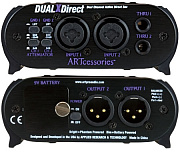 ART DualXDirect 2-х канальный активный директ-бокс, фантом или 9V бат, XLR/ 1/4"TRS