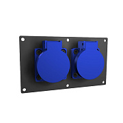 Панель лючка ПЛ.16.10. (2SCHUKO) Панель лючка, окрашенная порошковой краской черного цвета с разъёмами